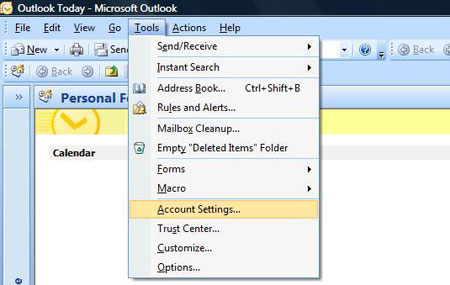 Email Outlook 2007 01 Tools Account Settings
