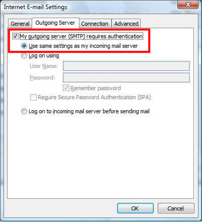 Email Outlook 2007 05 Outgoing Settings