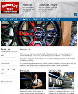 Web design web development HTML CSS PHP Javascript Darrell's Tire tires wheels rims flats Fort Smith Arkansas